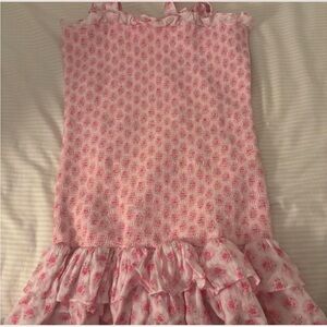 LoveShackFancy Pink Textured Floral Top